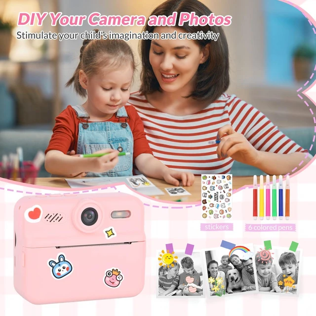 Alt view image 5 of 7 - Kids Camera Instant Print, 48MP Digital Camera Selfie 1080P Video with 32G TF Card, Toys Gifts for Girls Boys Aged 3-12 for Christmas/Birthday/Holiday (Pink)