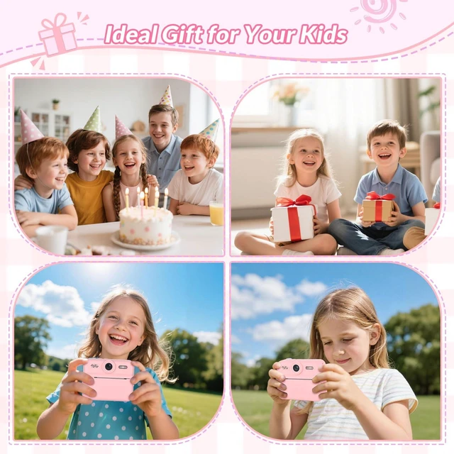 Alt view image 7 of 7 - Kids Camera Instant Print, 48MP Digital Camera Selfie 1080P Video with 32G TF Card, Toys Gifts for Girls Boys Aged 3-12 for Christmas/Birthday/Holiday (Pink)