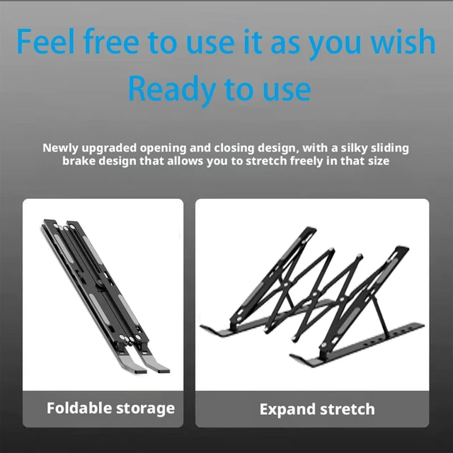 Alt view image 7 of 7 - 7-Level Adjustable Laptop Stand, Foldable Laptop Riser Foldable aluminum laptop riser with silicone pads and ventilated design for ergonomic viewing at home, office or travel