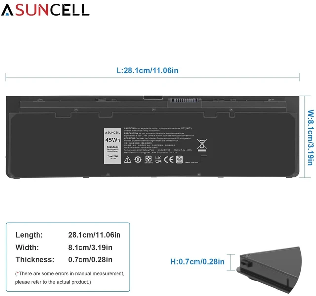 Alt view image 3 of 7 - Laptop Battery Replacement for Dell Latitude 12 7000 Sereis E7240 E7250 Ultrabook, 45Wh 7.4V