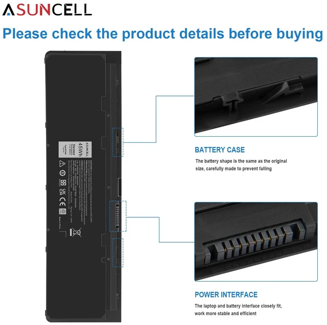 Alt view image 4 of 7 - Laptop Battery Replacement for Dell Latitude 12 7000 Sereis E7240 E7250 Ultrabook, 45Wh 7.4V