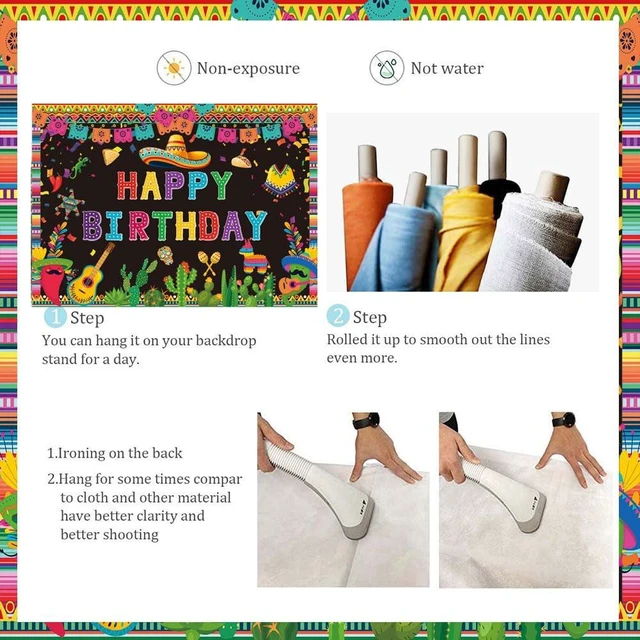 Alt view image 7 of 7 - Mexican Happy Birthday Backdrop Mexico Fiesta Themed Cactus Taco Photography Background for Colorful Carnival Bday Party Decorations Banner (94X70 inch (8x6FT))