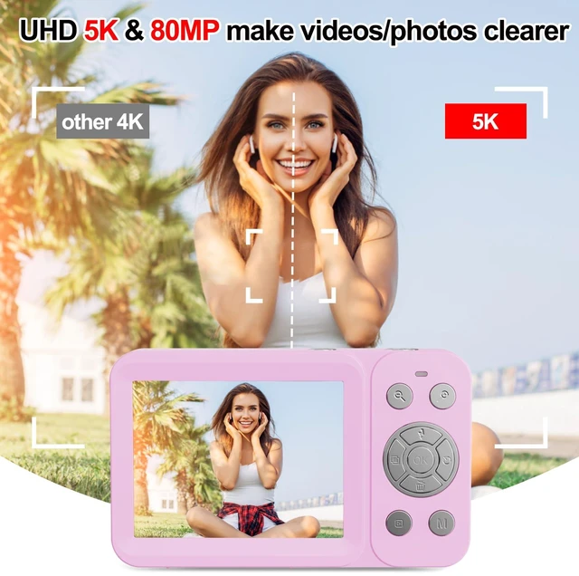Alt view image 6 of 7 - Upgraded 5K Dual Screen Digital Camera,80MP Vlog Photography Camera for YouTube,Campus,Travel,Compact Point & Shoot Camera for Teens & Beginners with Autofocus,18x Zoom,Anti-Shake,Purple