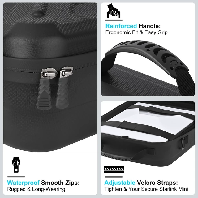 Alt view image 6 of 7 - Starlink Mini Case, Waterproof Shockproof EVA Carrying Storage Case with Dual Carry Options,for Starlink Mini Accessories, Ultra-Light Portable Protection, for Camping, RV & Outdoor Travel