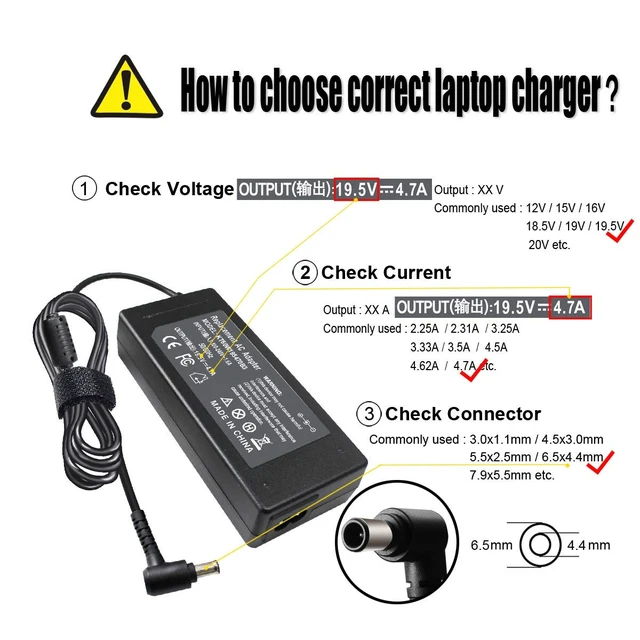 Alt view image 2 of 7 - 90W 19.5V 4.7A AC Charger Compatible with Sony VAIO VGP-AC19V37 VGP-AC19V10 VGP-AC19V12 VGP-AC19V19 VGP-AC19V20 VGP-AC19V67 VGP-AC19V32 VGP-AC19V41 VGP-AC19V48 PCG-3J1L PCG-61411L PCG-7162l PCG-7Y2L