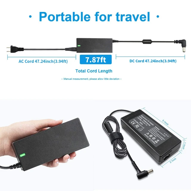 Alt view image 3 of 7 - 90W 19.5V 4.7A AC Charger Compatible with Sony VAIO VGP-AC19V37 VGP-AC19V10 VGP-AC19V12 VGP-AC19V19 VGP-AC19V20 VGP-AC19V67 VGP-AC19V32 VGP-AC19V41 VGP-AC19V48 PCG-3J1L PCG-61411L PCG-7162l PCG-7Y2L
