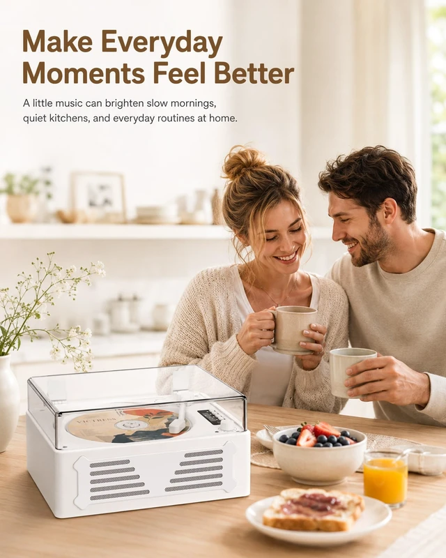Alt view image 6 of 7 - Retro CD Player with Bluetooth in&Out Relaxing Music Player Gifts Multiple Inputs,Pre-read,Automatic OFF,Rechargeable,Compact Design,Vintage Look,Easy Control,Holiday Gifts Ready