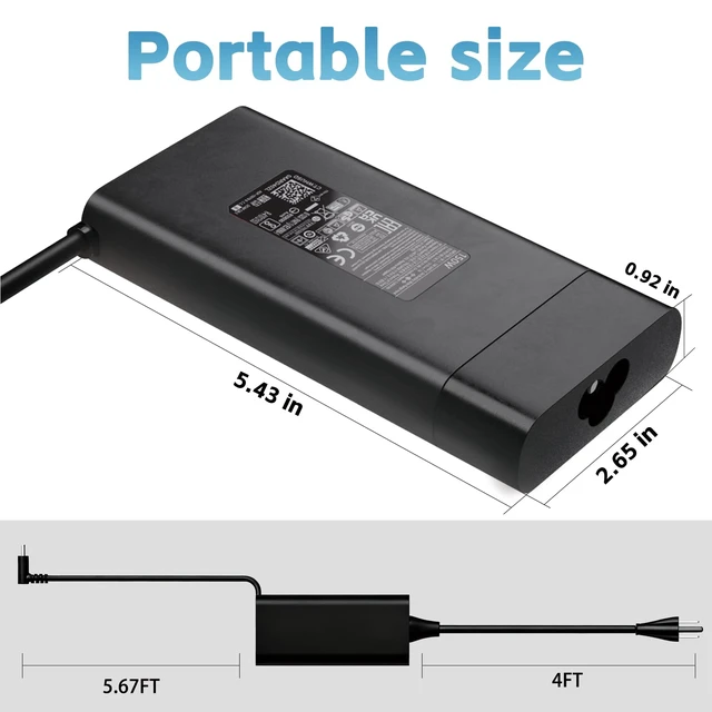 Alt view image 3 of 7 - 150W Charger Compatible with HP ZBook OMEN Victus Pavilion Gaming Laptop 4.5x3.0mm Blue Tip Fast Charging Compact Design TPN-CA11 917649-850 AC Adapter 19.5V 7.7A 135W Stable Power Supply