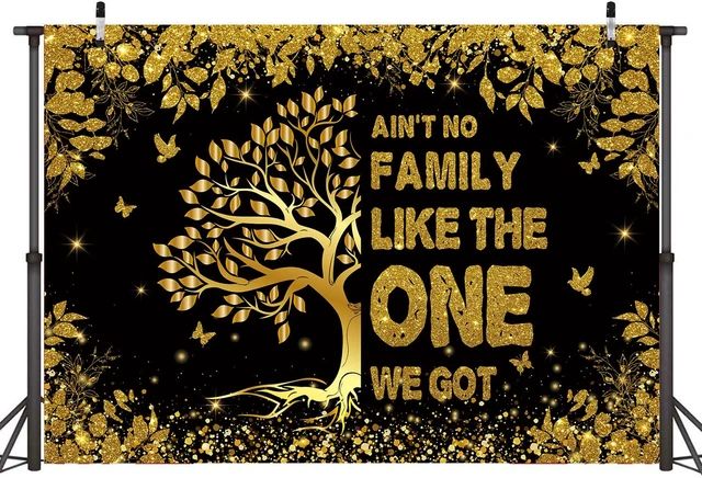 Alt view image 2 of 7 - Family Reunion Backdrop 8x6FT Black Gold Family Tree Reunion Welcome to Our Family Members Photography Background Family Gathering Party Decorations Supplies Banner Photo Booth Props