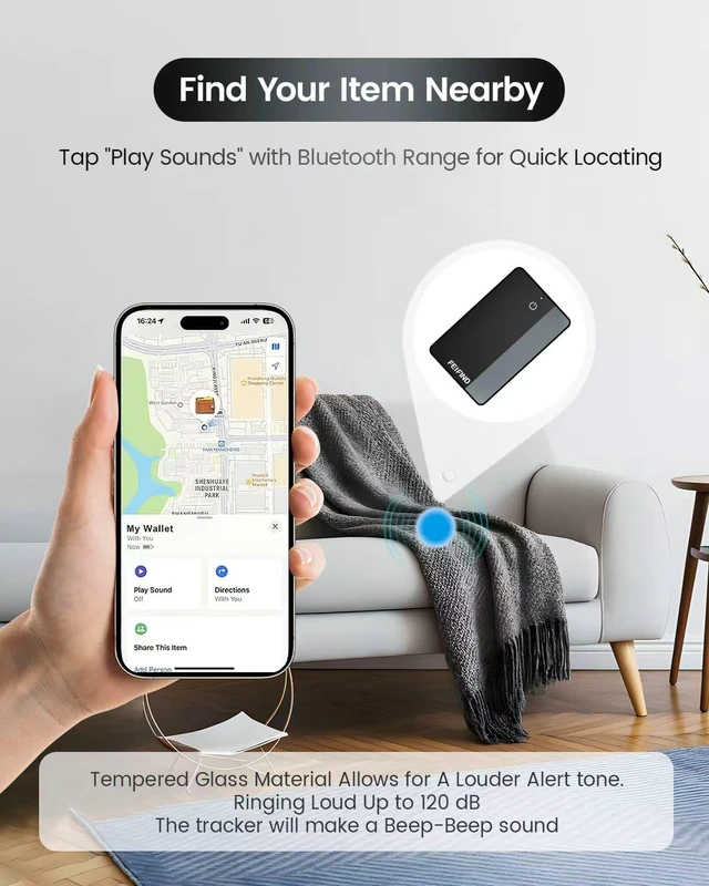 Alt view image 5 of 7 - 2026 MFi Certified Wallet Tracker Card (iOS Only), Work with Apple Find My Rechargeable Bluetooth Smart Wallet Finder and Item Tracker for Luggage Tags, Bags, Passport, Purse, IP68 Waterproof