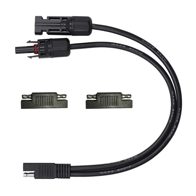 Alt view image 5 of 7 - Solar Panel Connectors 10AWG Compatible with MC-4 Solar Connecter to SAE Adapter PV Extension Cable Wire for RV Caravan Solar Panels Battery Charger kit with Two SAE to SAE Polarity Reverse Adapters