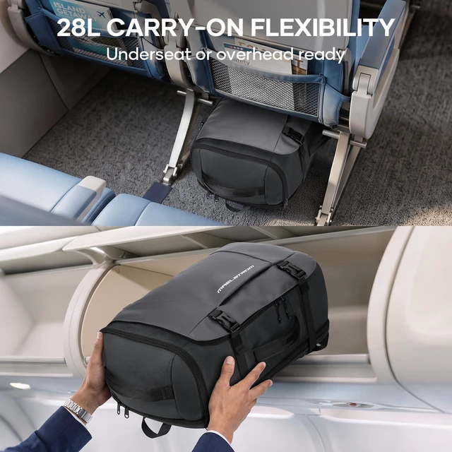 Alt view image 4 of 7 - 28L Travel Backpack, TSA Carry On Laptop Backpack for Men Women Flight Approved, Large Capacity with 180° Opening, Water-resistant, Luggage Belt, Fits 15.6-17.3" for Business/Work/Trips