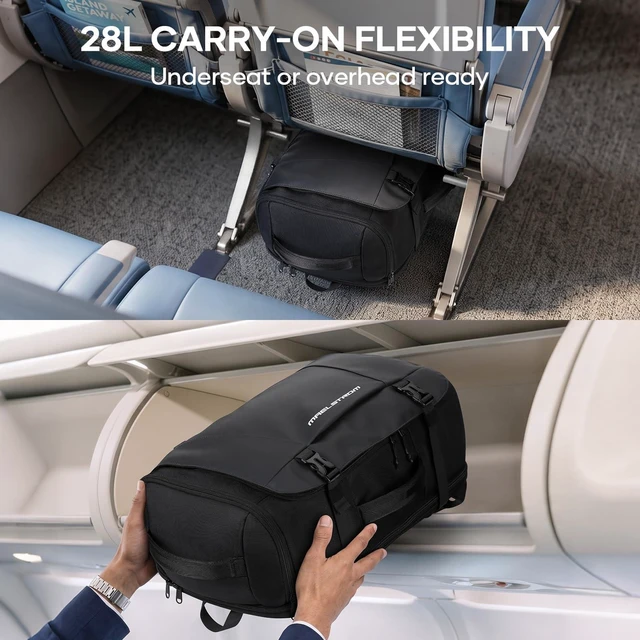Alt view image 4 of 7 - 28L Travel Backpack, TSA Carry On Laptop Backpack for Men Women Flight Approved, Large Capacity with 180° Opening, Water-resistant, Luggage Belt, Fits 15.6-17.3" for Business/Work/Trips