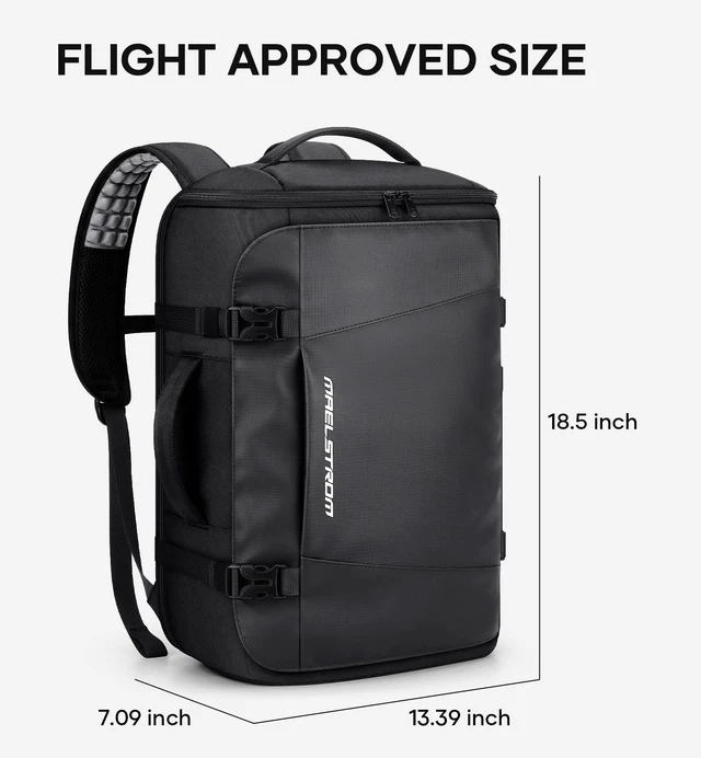 Alt view image 7 of 7 - 28L Travel Backpack, TSA Carry On Laptop Backpack for Men Women Flight Approved, Large Capacity with 180° Opening, Water-resistant, Luggage Belt, Fits 15.6-17.3" for Business/Work/Trips