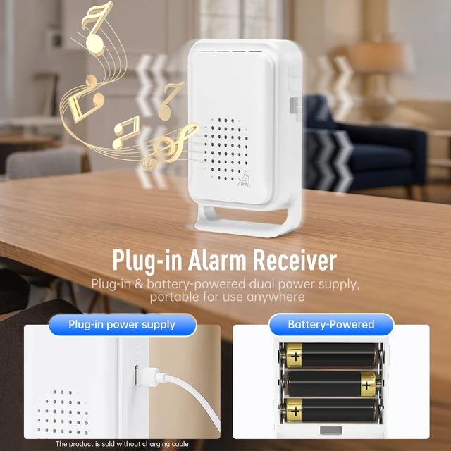 Alt view image 4 of 7 - Driveway Alarm 1200 ft Range Wireless Outdoor Motion Sensor, Dual-Tech PIR + Microwave, 17 Chimes, IP64 Weather-Resistant, Mute & Vibration (1 Receiver+ 1 Sensor)