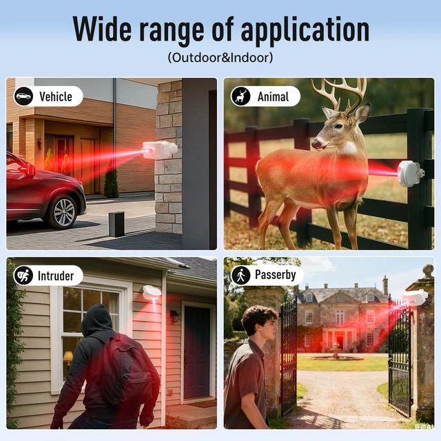 Alt view image 6 of 7 - Driveway Alarm 1200 ft Range Wireless Outdoor Motion Sensor, Dual-Tech PIR + Microwave, 17 Chimes, IP64 Weather-Resistant, Mute & Vibration (1 Receiver+ 1 Sensor)