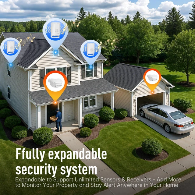 Alt view image 3 of 7 - Driveway Alarm 1200 ft Range Wireless Outdoor Motion Sensor, Dual-Tech PIR + Microwave, 17 Chimes, IP64 Weather-Resistant, Mute & Vibration (1 Receiver+ 1 Sensor)
