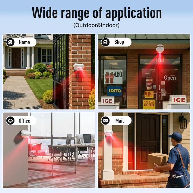 Alt view image 7 of 7 - Driveway Alarm 1200 ft Range Wireless Outdoor Motion Sensor, Dual-Tech PIR + Microwave, 17 Chimes, IP64 Weather-Resistant, Mute & Vibration (1 Receiver+ 1 Sensor)