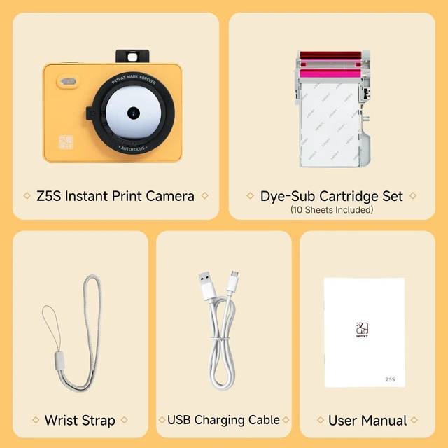 Alt view image 7 of 7 - Z5 Instant Camera & Photo Printer 2-in-1, Portable Printer Camera &Printer for Kids Adults, 3 Pass, 2.1x3.4 Print (Yellow),Includes 10 Sheets of Initial Photo Paper