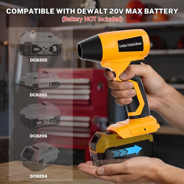 Alt view image 4 of 7 - Cordless Dust Blower Compatible with Dewalt 20V Max Battery, Handhled Leaf Blower Electric Compressed Air Duster Turbo Jet Fan with Nozzles for Blowing Leaves and Dust(Battery Not Included)