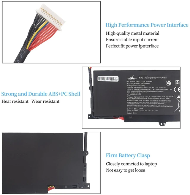 Alt view image 3 of 6 - PX03XL PXO3XL 715050-001 Battery for HP Envy 14 Touchsmart M6 M6-K 11.1V50Wh for HP Sleekbook M6-K125DX M6-K015DX M6-K025DX M6-K010DX M6-K022DX 14- K112NR 714762-1C1 TPN-C109 TPN-C110 TPN-C111