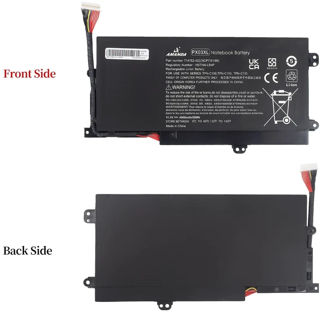 Alt view image 6 of 6 - PX03XL PXO3XL 715050-001 Battery for HP Envy 14 Touchsmart M6 M6-K 11.1V50Wh for HP Sleekbook M6-K125DX M6-K015DX M6-K025DX M6-K010DX M6-K022DX 14- K112NR 714762-1C1 TPN-C109 TPN-C110 TPN-C111