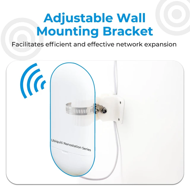 Alt view image 3 of 6 - Wall Mount Bracket for Ubiquiti NanoStation NS-5AC & LTU Lite Fits for Ubiquiti NanoStation NS-5AC, Loco M2/M5 & LTU Lite, Adjustable Outdoor PLA Mount, UV-Resistant White