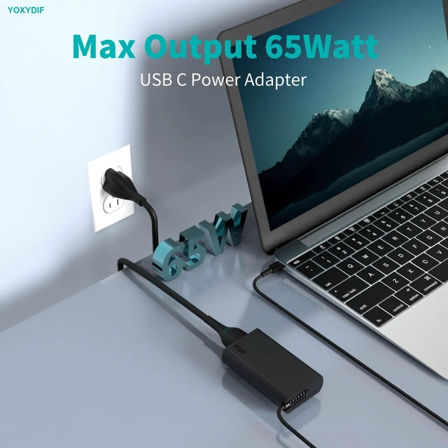 Alt view image 2 of 7 - New Slim 65W USB C Laptop Charger Fits for Lenovo Thinkpad Laptop Charger Compatible with Lenovo Yoga 7i 9i 730 730s s730 Computer AC Power Cord Adapter Type C Thinkpad X1 T14 T14s T15 T16 T480