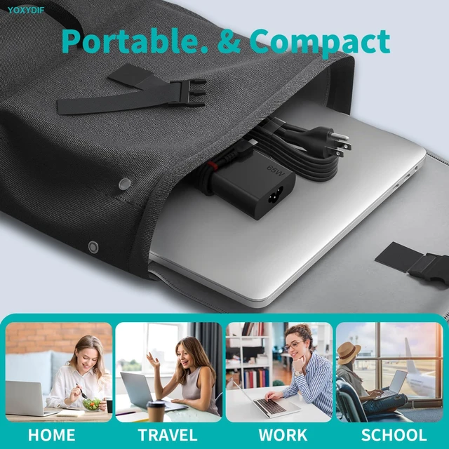 Alt view image 6 of 7 - New Slim 65W USB C Laptop Charger Fits for Lenovo Thinkpad Laptop Charger Compatible with Lenovo Yoga 7i 9i 730 730s s730 Computer AC Power Cord Adapter Type C Thinkpad X1 T14 T14s T15 T16 T480
