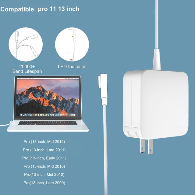 Alt view image 4 of 7 - 60W L-Tip Adapter Compatible with Mac Book Pro 13" Before Mid 2012 Mag 1 Charger Fast Charger for Old Ma Book Pro 13 Inch A1278, A1181, A1342, A1370, A1369 Before Mid 2012 Models