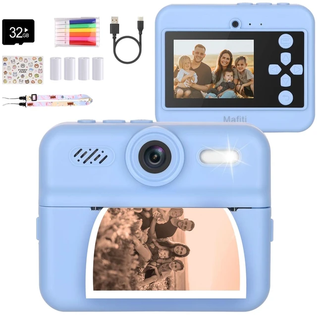 Main image of Kids Camera Instant Print, 48MP Digital Camera Selfie 1080P Video with 32G TF Card, Toys Gifts for Girls Boys Aged 3-12 for Christmas/Birthday/Holiday (Blue)