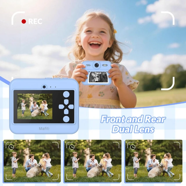 Alt view image 3 of 7 - Kids Camera Instant Print, 48MP Digital Camera Selfie 1080P Video with 32G TF Card, Toys Gifts for Girls Boys Aged 3-12 for Christmas/Birthday/Holiday (Blue)