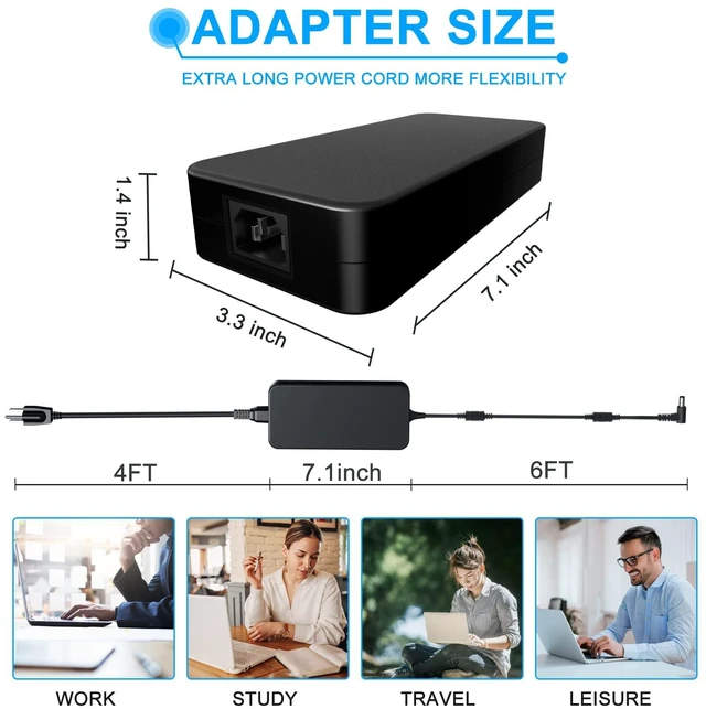 Alt view image 6 of 7 - Replacement for MSI 280W 230W 180W Charger Compatible with MSI GE75 Raider GE75VR GE73 GE73VR GE65 GE63 GE63VR GL63 GL65 GL75 GP75 Leopard Alpha 15 17 A4DEK ADP-280BB B Laptop Charger
