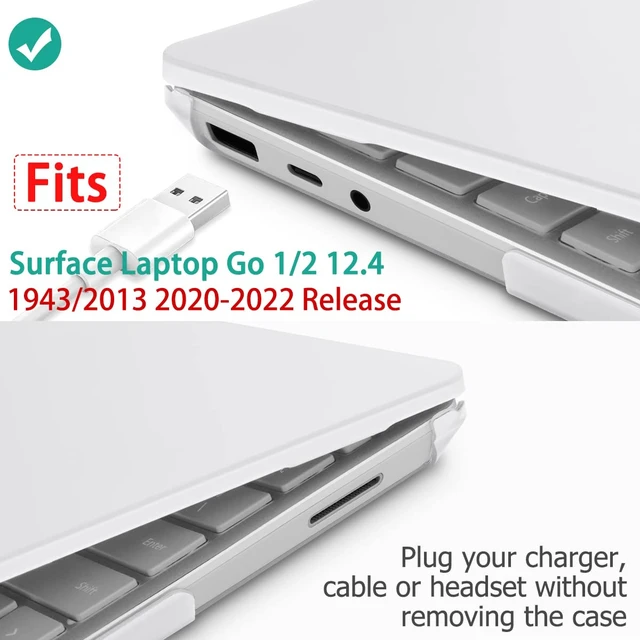 Alt view image 3 of 7 - Compatible with Microsoft Surface Laptop Go 3 Go 2 Go 1 12.4 Inch Model 1943 2013 (2023 2022 2020 Release), Plastic Hard Shell Case with Screen Protector + Keyboard Cover, Matte Clear