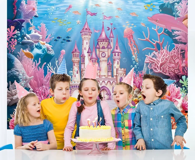 Alt view image 3 of 7 - Under The Sea Backdrop Summer Underwater World Wonderland Castle Coral Shell Mermaid Ocean Theme Photography Background Girls Princess Baby Shower Birthday Party Decorations Photo Props (8x6FT)