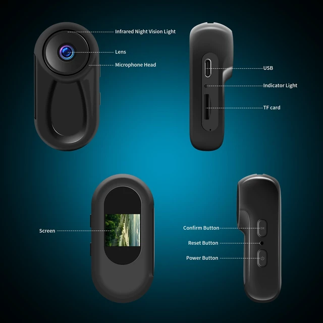 Alt view image 6 of 7 - 1080P Mini Body Camera with Audio and Video Recording, Magnetic Body Camera Motorcycle Camera, Wearable Body Camera with Magnetic Back Clip, Camcorder for Traveling, Pet, Vlogging, Cycling