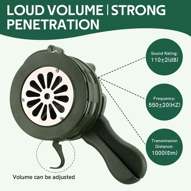Alt view image 3 of 6 - Hand Crank Air Raid Siren 110DB Emergency Alarm Portable Manual Handheld Horn for Fire, Tornado, Sports, and Personal Safety, Delivers Loud Alert Sound for Urgent Warnings