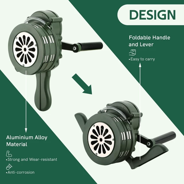 Alt view image 4 of 6 - Hand Crank Air Raid Siren 110DB Emergency Alarm Portable Manual Handheld Horn for Fire, Tornado, Sports, and Personal Safety, Delivers Loud Alert Sound for Urgent Warnings