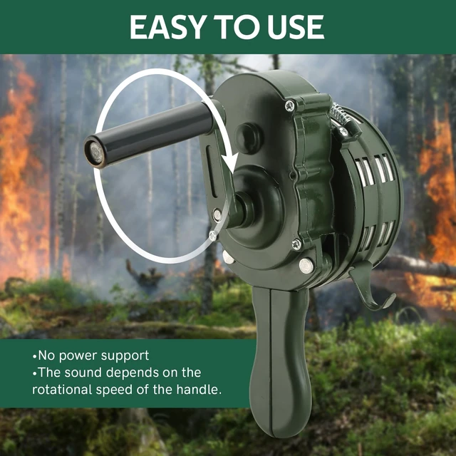 Alt view image 5 of 6 - Hand Crank Air Raid Siren 110DB Emergency Alarm Portable Manual Handheld Horn for Fire, Tornado, Sports, and Personal Safety, Delivers Loud Alert Sound for Urgent Warnings