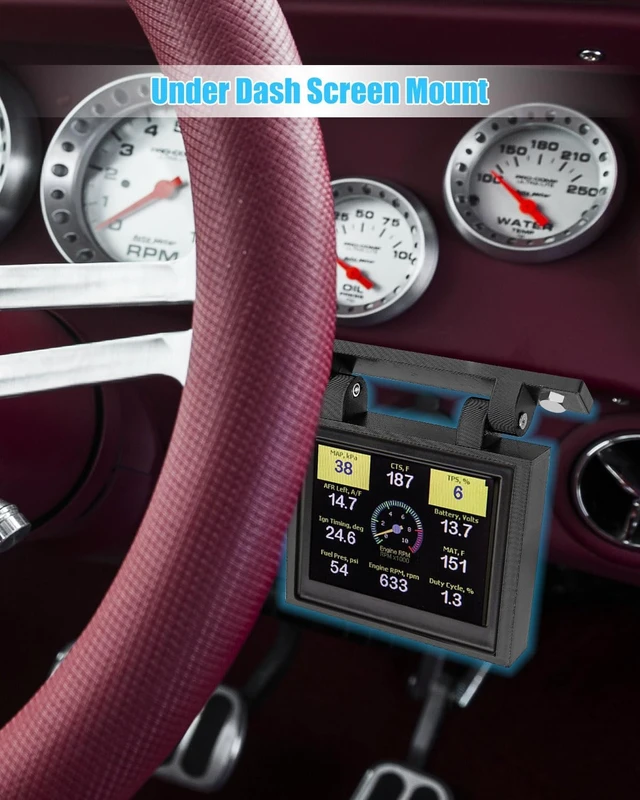 Alt view image 2 of 6 - Under Dash Screen Mount Fit for Holley EFI 3.5In Screen Sniper Terminator X Hinged Vehicle Mounting Brackets, 180 Degree Adjustable, Without Blocking Driving View