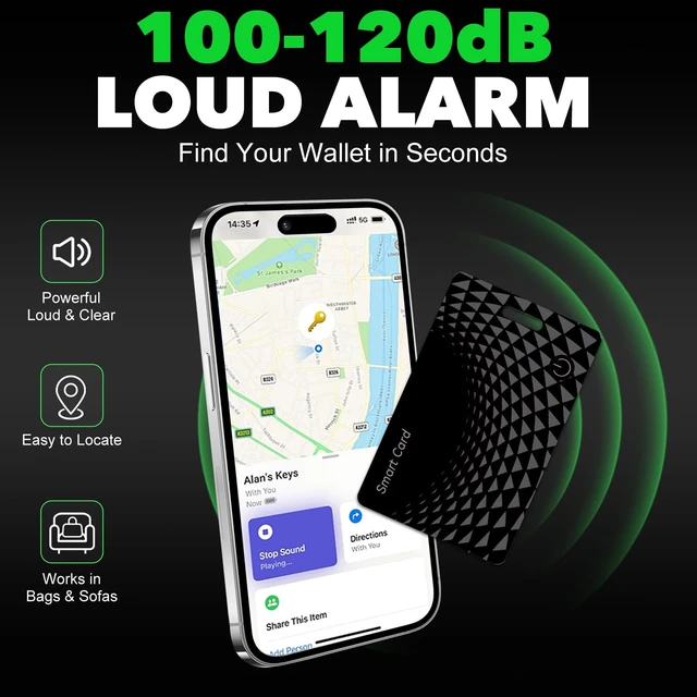 Alt view image 6 of 7 - 2026 Wallet Tracker Card, Bluetooth Tracking Card, Works with iOS & Android Apple MFi Certified, wireless charging, 120dB Alarm, IP68 waterproof for keys, passport & luggage, Backpack