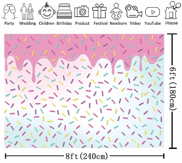 Alt view image 2 of 5 - Donut Grow Up Birthday Backdrop 8x6ft Donut Party Decoration,Bright Confetti Sprinkle Photography Background,Girl Baby Shower Decor,Polyester