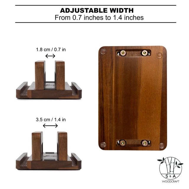 Alt view image 2 of 7 - 3 Slots Acacia Wood Vertical Laptop Stand, Adjustable Wooden Laptop Holder, Non-Slip Laptop Dock Compatible with Apple MacBook, Microsoft Surface, Gaming Laptops, IPad, Tablets