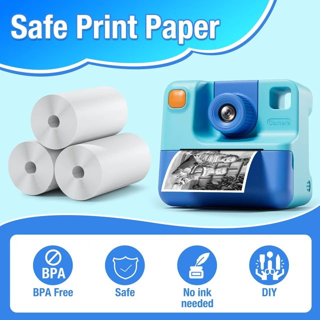 Alt view image 2 of 7 - 5 Rolls Kids Instant Camera Refill - HD Thermal Print Paper Set for Portable Cameras