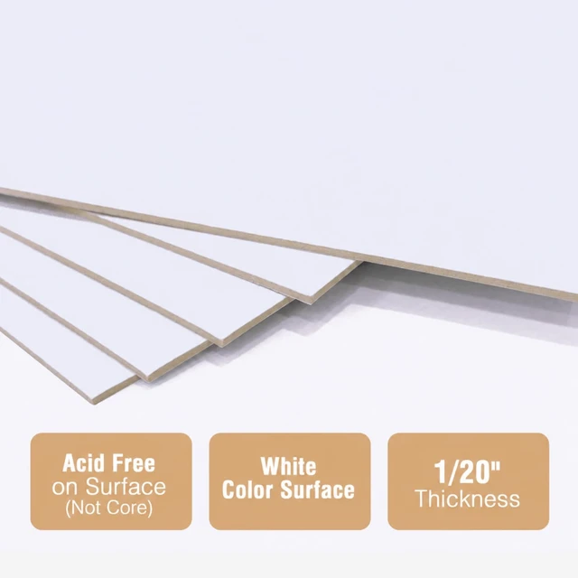 Alt view image 2 of 7 - 25 Pack 8.5x11 Mat Boards, 4-Ply Acid-Free Backing Boards Ideal for Framing Photos, Art Prints, Paintings, Posters and DIY Craft Projects