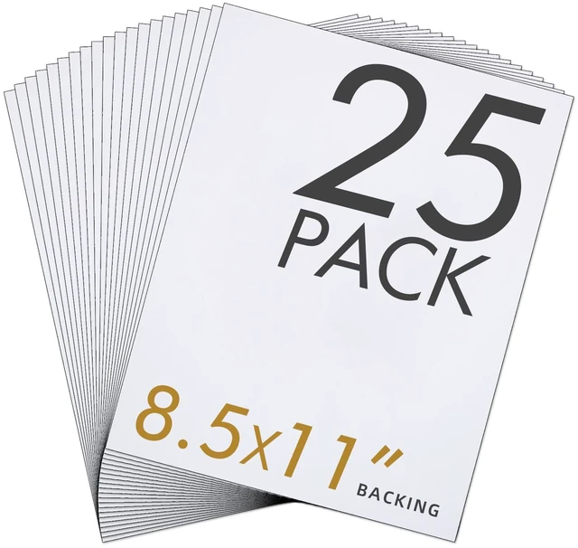 Main image of 25 Pack 8.5x11 Mat Boards, 4-Ply Acid-Free Backing Boards Ideal for Framing Photos, Art Prints, Paintings, Posters and DIY Craft Projects