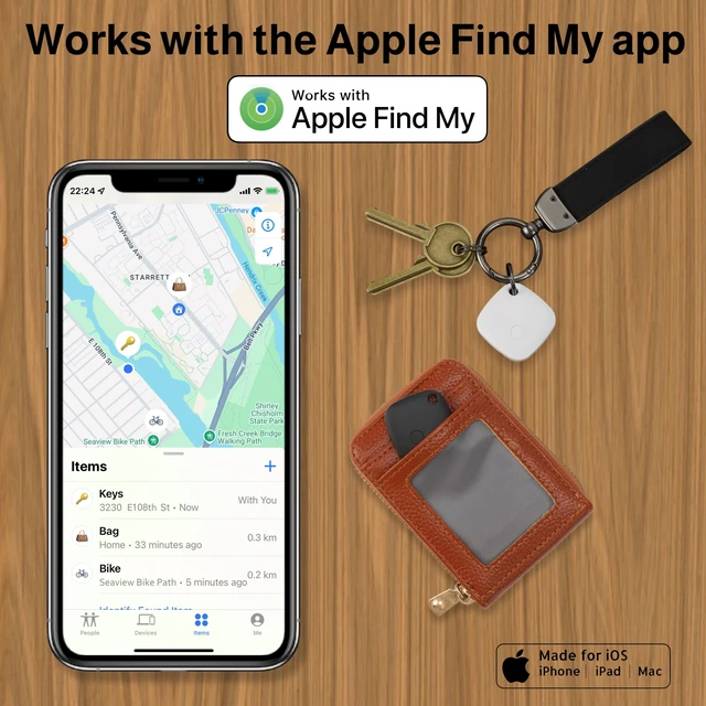 Alt view image 2 of 7 - Air Tracker Tags-4 Pack, Bluetooth Tracker Works with Apple Find My APP (iOS Only, Not for Android), Keys Finder, Item Locator for Keys, Luggage, Backpack, Bags, Wallet, Replaceable Battery