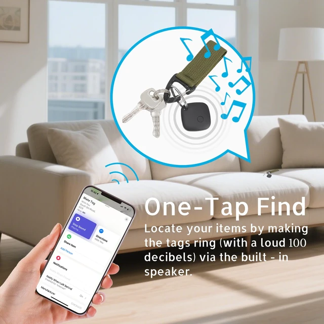 Alt view image 3 of 7 - Air Tracker Tags-4 Pack, Bluetooth Tracker Works with Apple Find My APP (iOS Only, Not for Android), Keys Finder, Item Locator for Keys, Luggage, Backpack, Bags, Wallet, Replaceable Battery