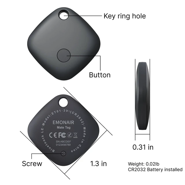 Alt view image 7 of 7 - Air Tracker Tags-4 Pack, Bluetooth Tracker Works with Apple Find My APP (iOS Only, Not for Android), Keys Finder, Item Locator for Keys, Luggage, Backpack, Bags, Wallet, Replaceable Battery