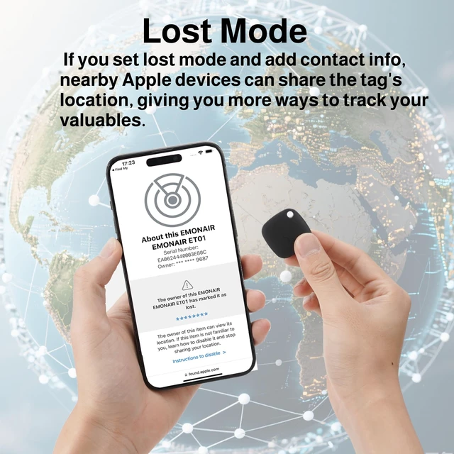 Alt view image 5 of 7 - Air Tracker Tags-4 Pack, Bluetooth Tracker Works with Apple Find My APP (iOS Only, Not for Android), Keys Finder, Item Locator for Keys, Luggage, Backpack, Bags, Wallet, Replaceable Battery